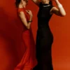Robe midi à encolure croisée