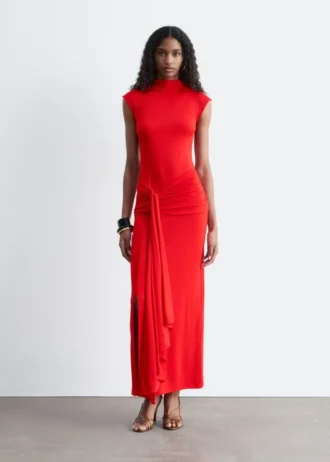 Robe midi à encolure croisée