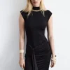 Robe midi à encolure croisée