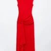 Robe midi à encolure croisée