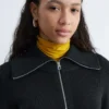 Robe midi à fermeture éclair sur le devant et à côtes