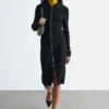 Robe midi à fermeture éclair sur le devant et à côtes