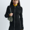 Robe midi à fermeture éclair sur le devant et à côtes