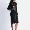 Robe midi à fermeture éclair sur le devant et à côtes