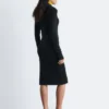 Robe midi à fermeture éclair sur le devant et à côtes