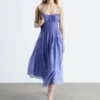 Robe midi froncée
