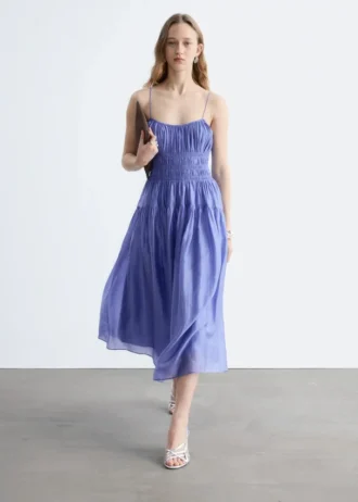 Robe midi froncée