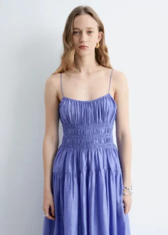 Robe midi froncée