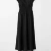 Robe midi à manches bouffantes