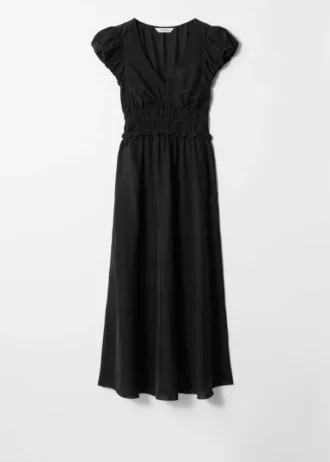 Robe midi à manches bouffantes