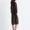 Robe midi à manches bouffantes et col en V