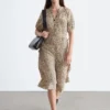 Robe midi à nouer à la taille
