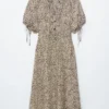 Robe midi à nouer à la taille