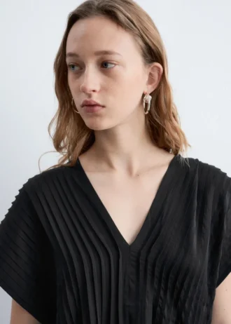 Robe midi plissée à manches dolman