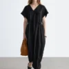 Robe midi plissée à manches dolman