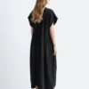 Robe midi plissée à manches dolman