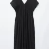 Robe midi plissée à manches dolman