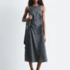 Robe midi sans manches à cordon