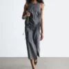 Robe midi sans manches à cordon