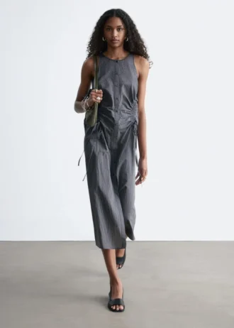 Robe midi sans manches à cordon