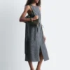 Robe midi sans manches à cordon