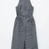 Robe midi sans manches à cordon