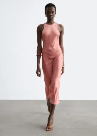 Robe midi sans manches en satin