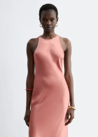 Robe midi sans manches en satin
