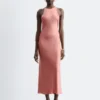 Robe midi sans manches en satin