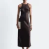 Robe midi sans manches en satin