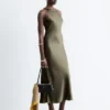 Robe midi sans manches en satin