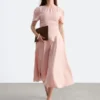 Robe midi évasée en lin