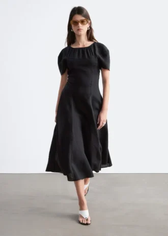 Robe midi évasée en lin