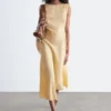 Robe midi évasée en lin
