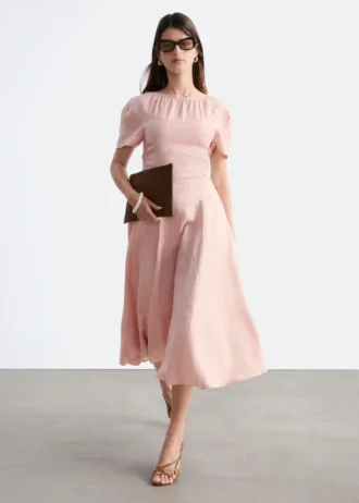 Robe midi évasée en lin