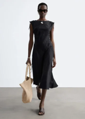 Robe midi évasée en lin
