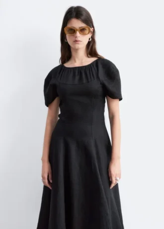 Robe midi évasée en lin