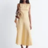 Robe midi évasée en lin