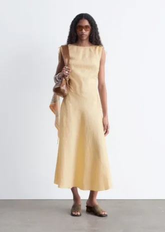 Robe midi évasée en lin