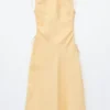 Robe midi évasée en lin