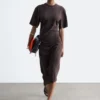Robe t-shirt midi asymétrique