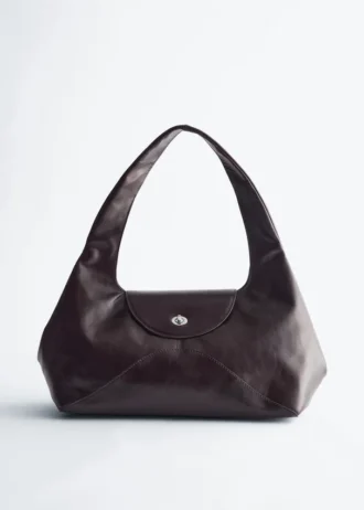 Sac bandoulière en cuir incurvé