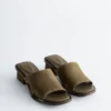 Sandales en cuir à talon bloc
