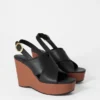 Sandales à talons compensés en cuir