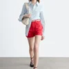 Short en denim taille haute