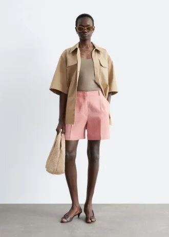 Shorts en lin ajusté