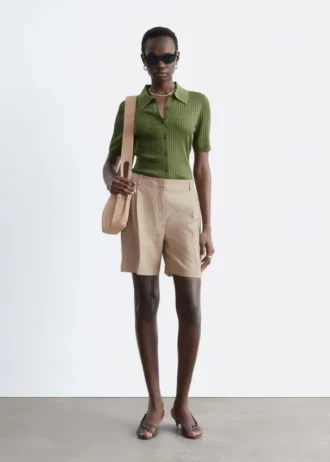 Shorts en lin ajusté