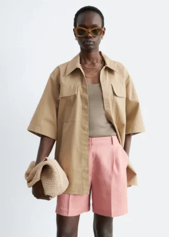 Shorts en lin ajusté