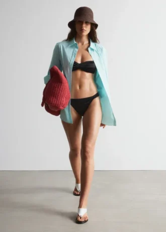 Slip de bikini froncé