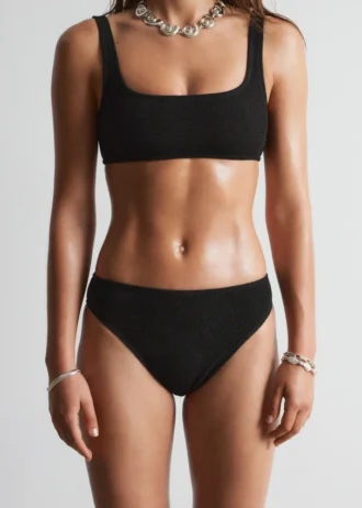 Slip de bikini taille haute texturé